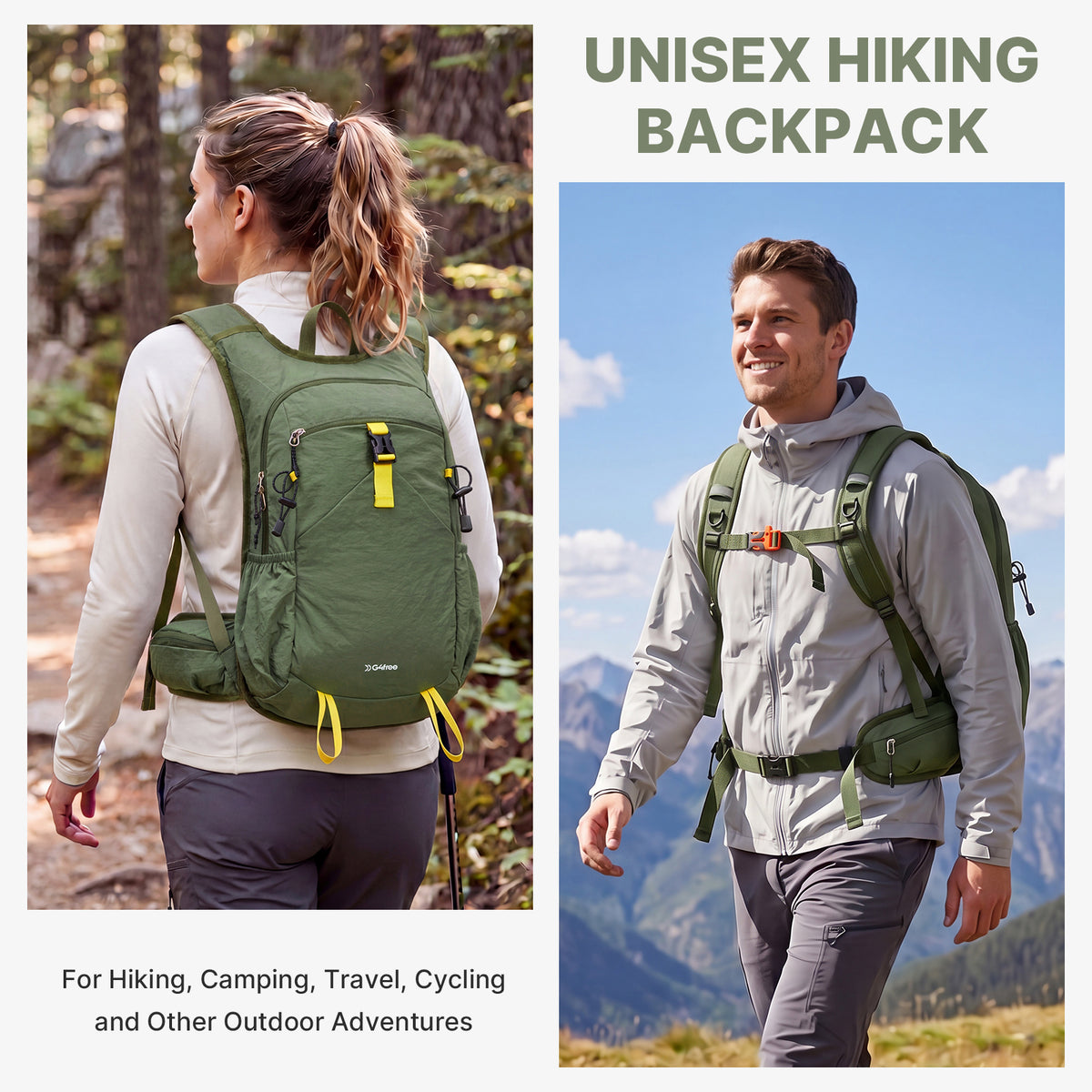G4Free - G4Free 20L Lightweight Hiking Backpack with Waist Strap -TN25B615A