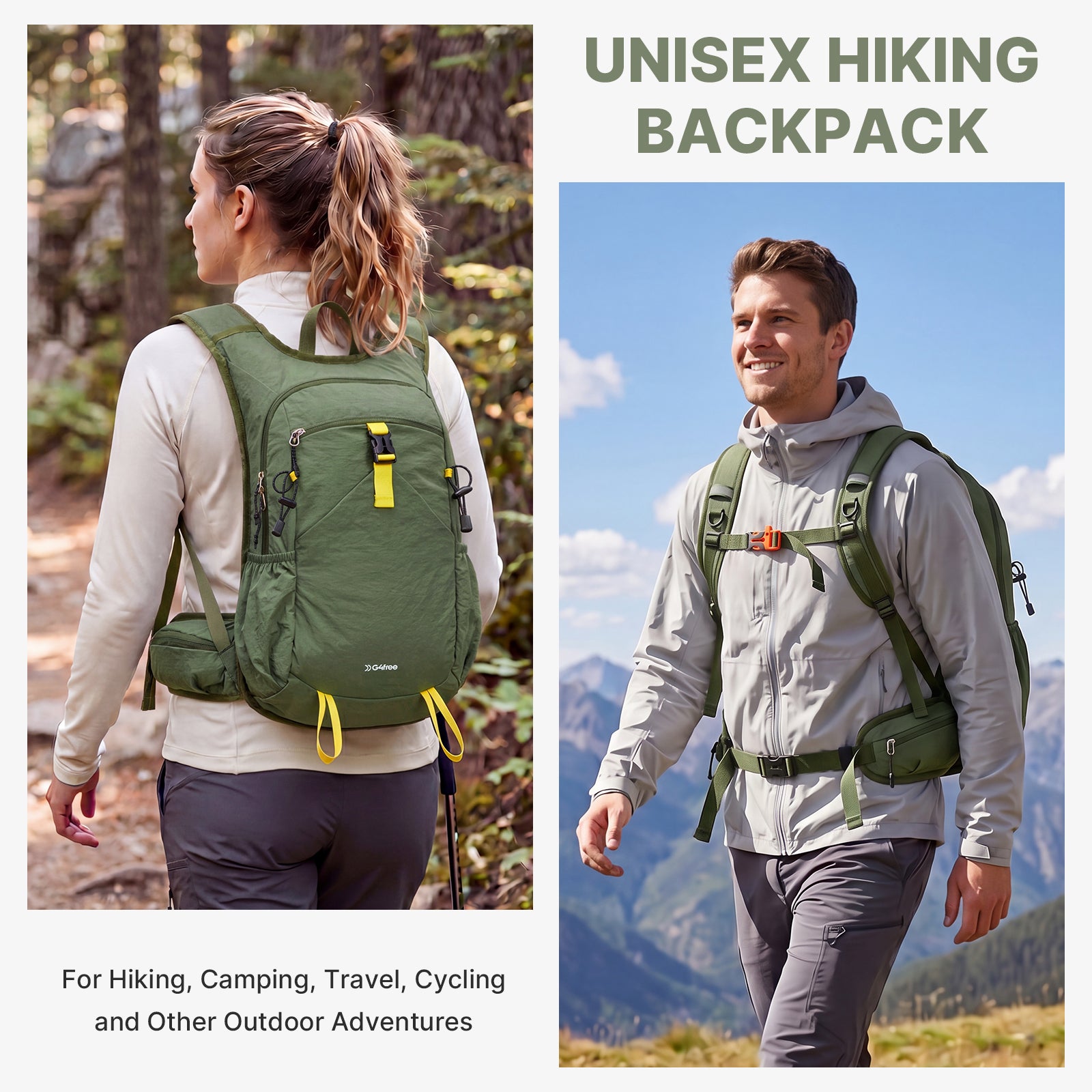 G4Free - G4Free 20L Lightweight Hiking Backpack with Waist Strap -TN25B615A