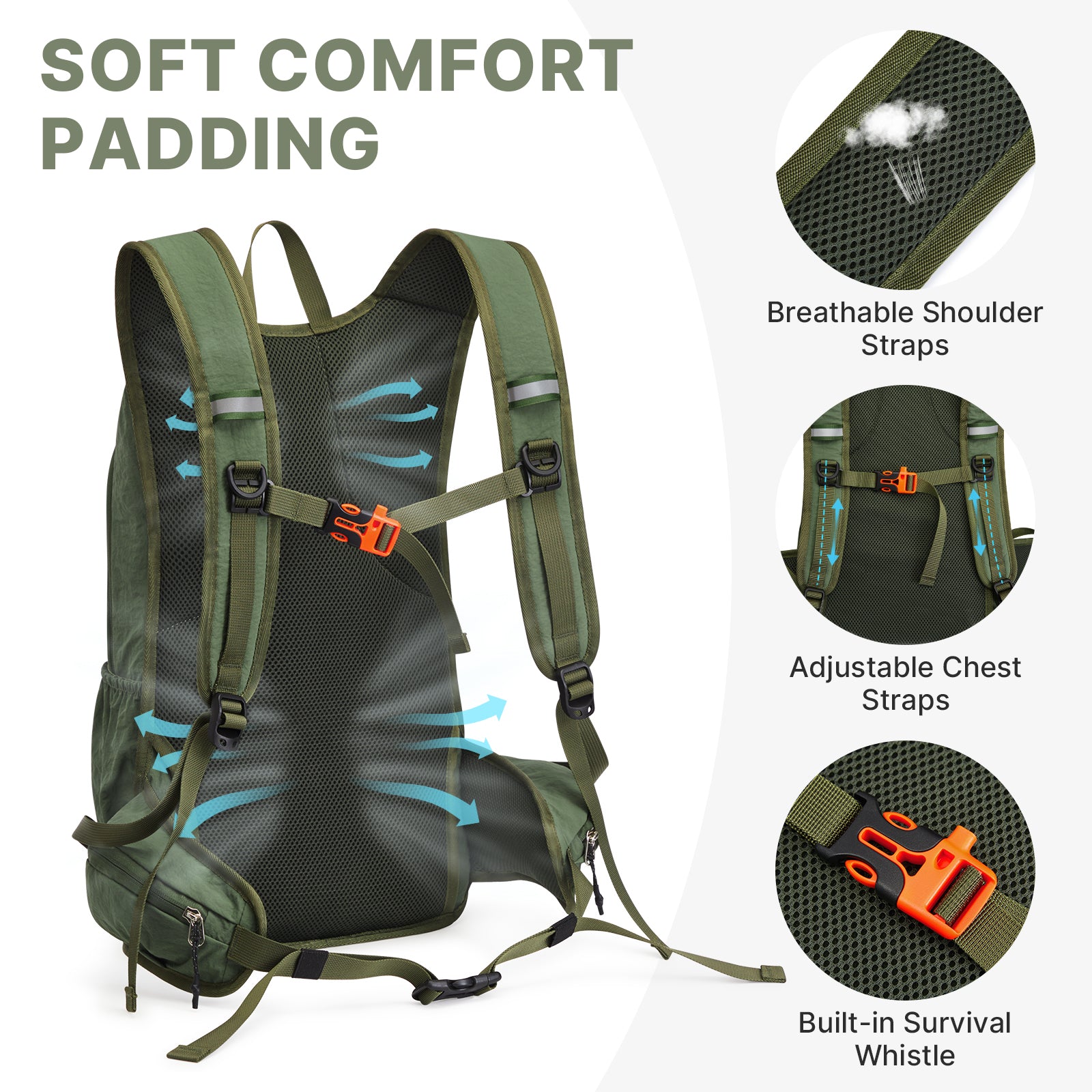 G4Free - G4Free 20L Lightweight Hiking Backpack with Waist Strap -TN25B615A