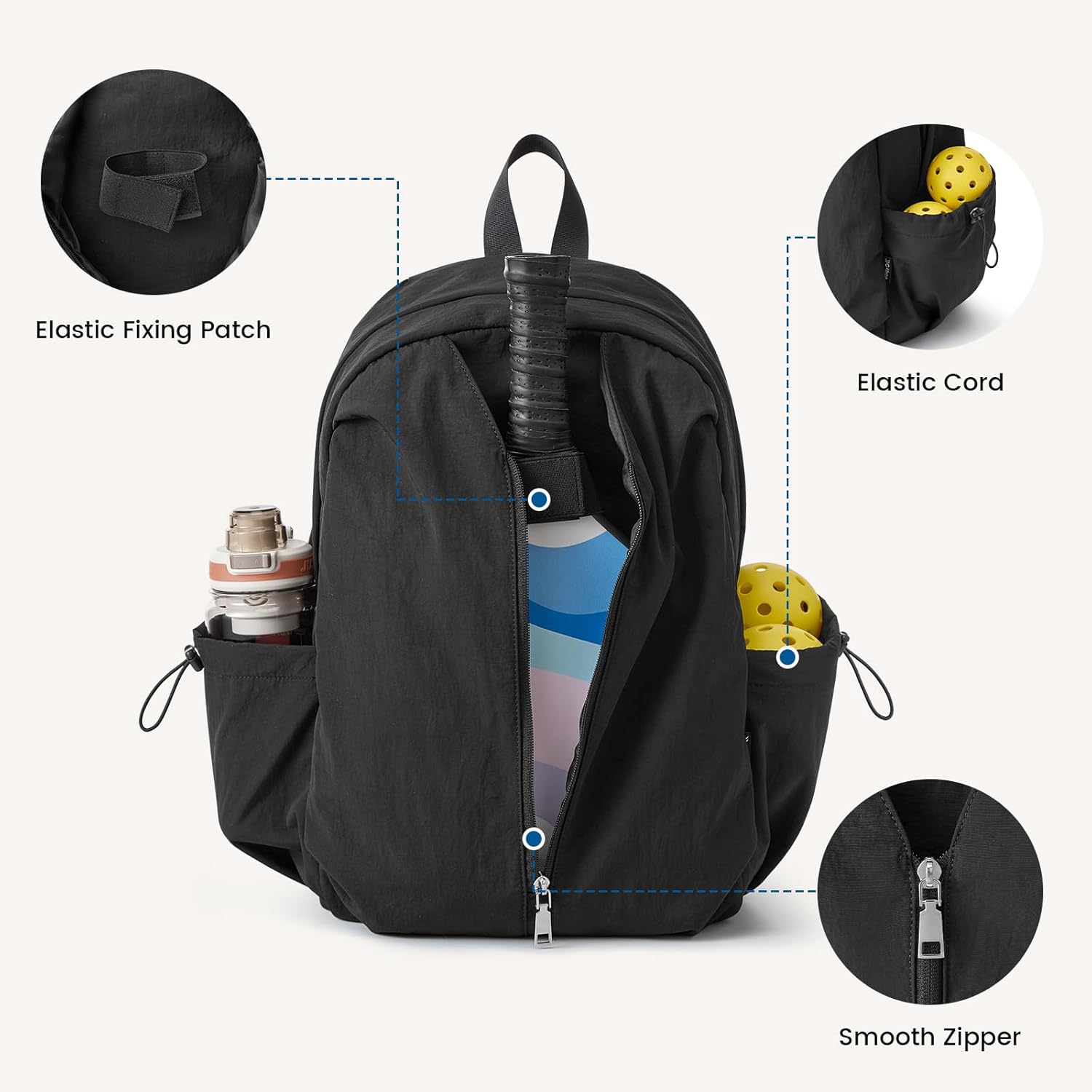 G4Free - G4Free 20L Pickleball Bag, Pickleball Paddle Backpack with Fence Hook -TN25B520A