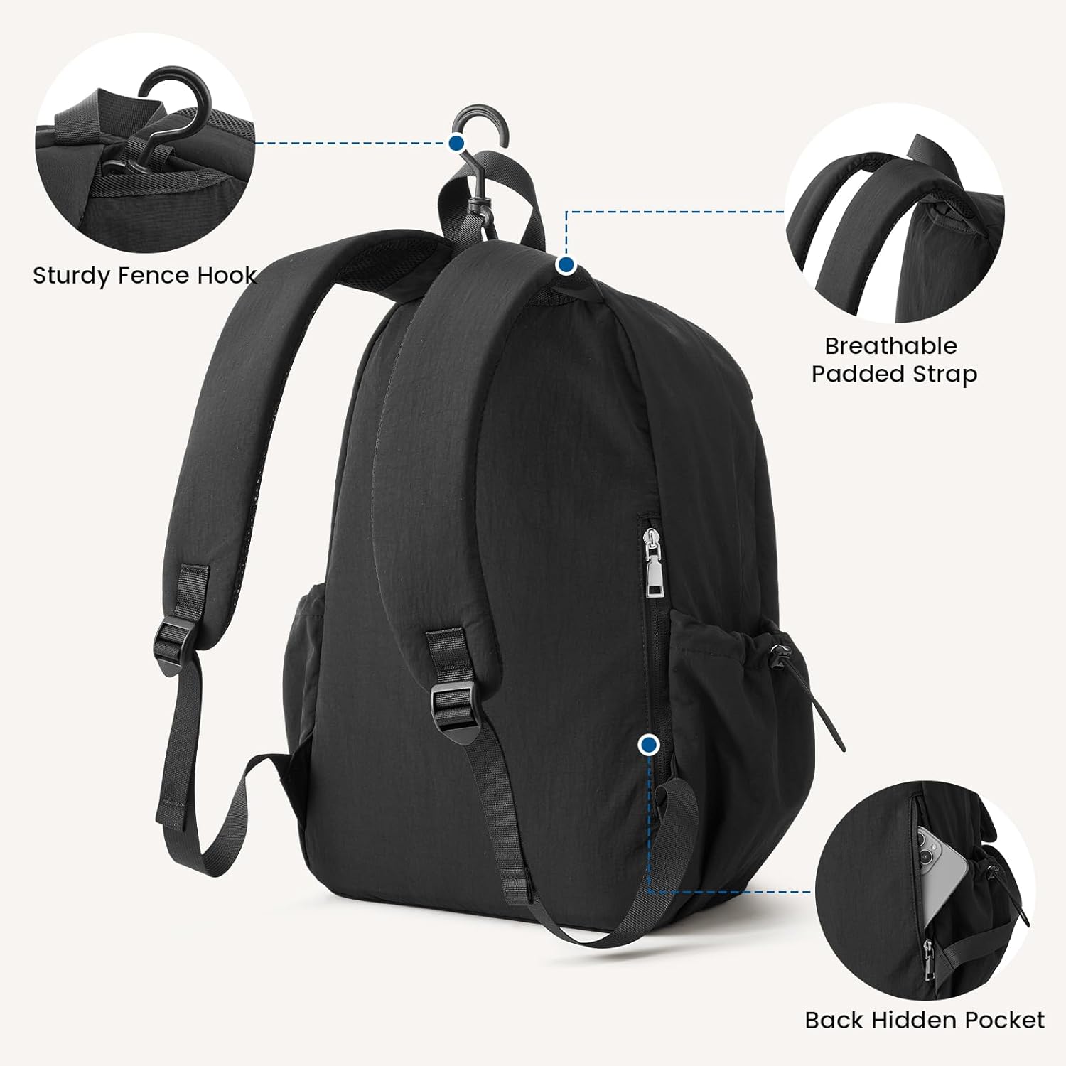 G4Free - G4Free 20L Pickleball Bag, Pickleball Paddle Backpack with Fence Hook -TN25B520A