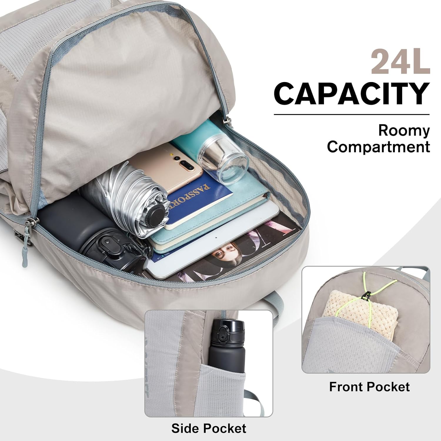 G4Free - G4Free 24L Small Packable Water Resistant Hiking Travel Backpack -TN23B304B