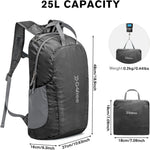 G4Free - G4Free 25L Packable Foldable Water Resistant Hiking Backpack -TN24B436B