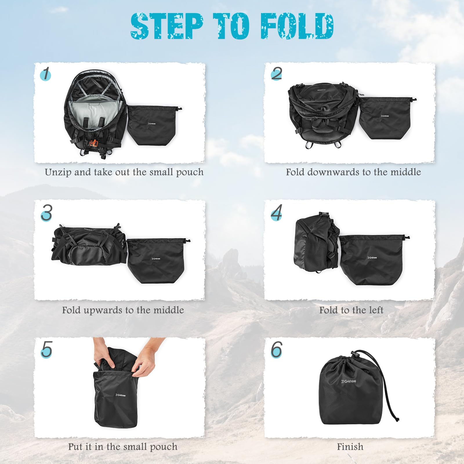 G4Free - G4Free 25L Packable Hiking Backpack with Thickened Back Panel -TN25B507A