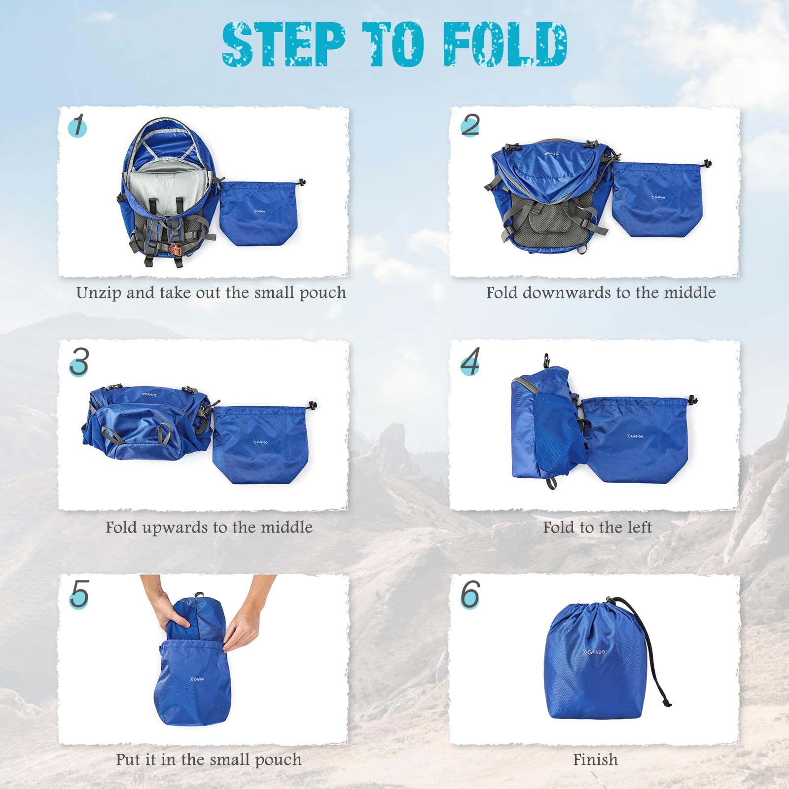 G4Free - G4Free 25L Packable Hiking Backpack with Thickened Back Panel -TN25B507A