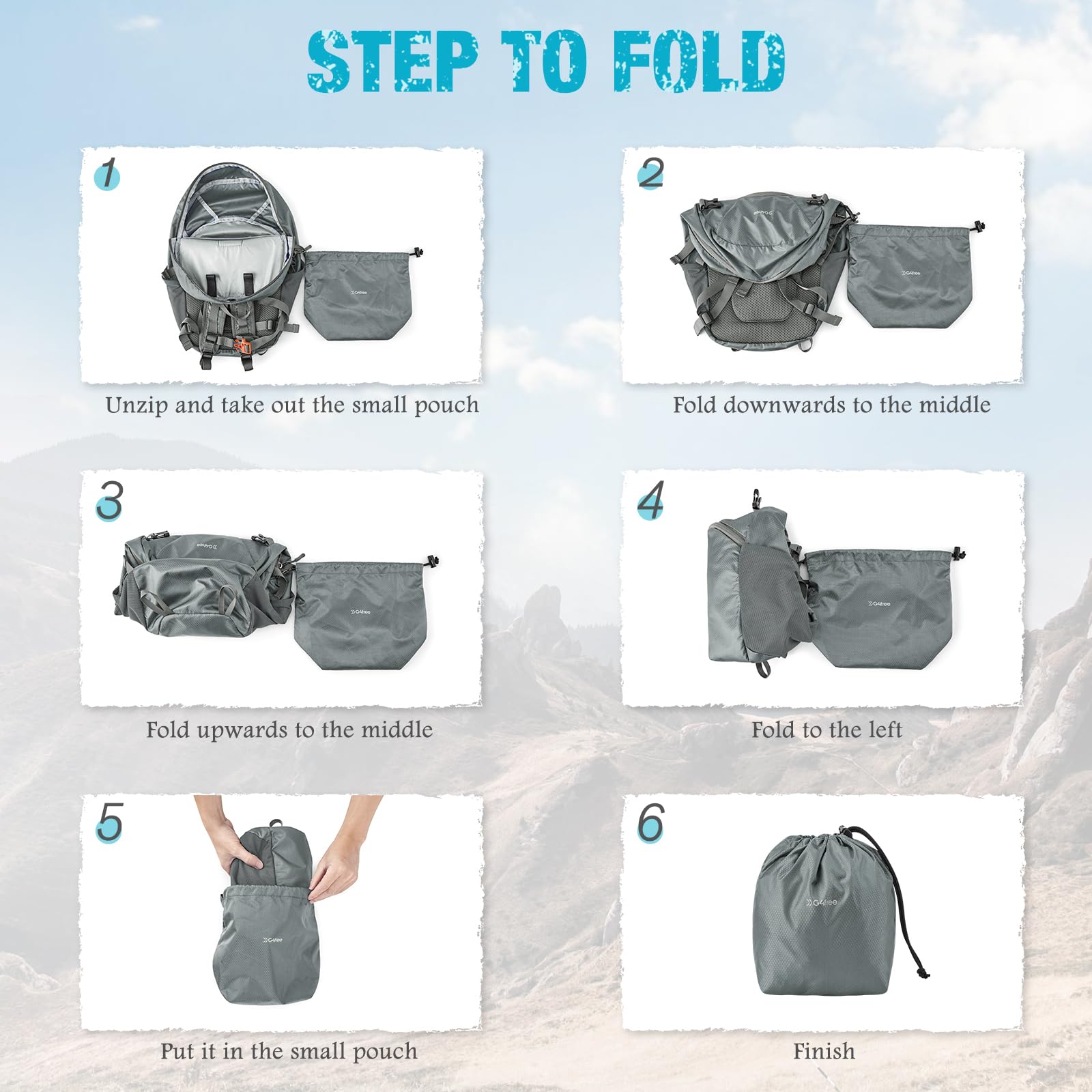 G4Free - G4Free 25L Packable Hiking Backpack with Thickened Back Panel -TN25B507A