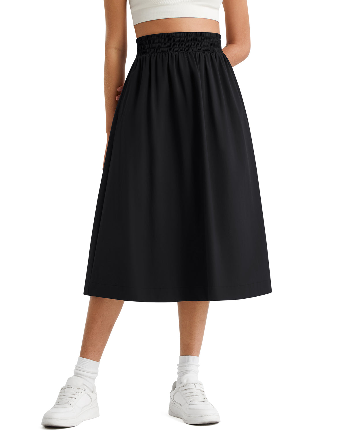 G4Free - G4Free 29" High Waisted Midi Skirt with Pockets UPF 50+ Quick Dry -GF26S960A001A-S