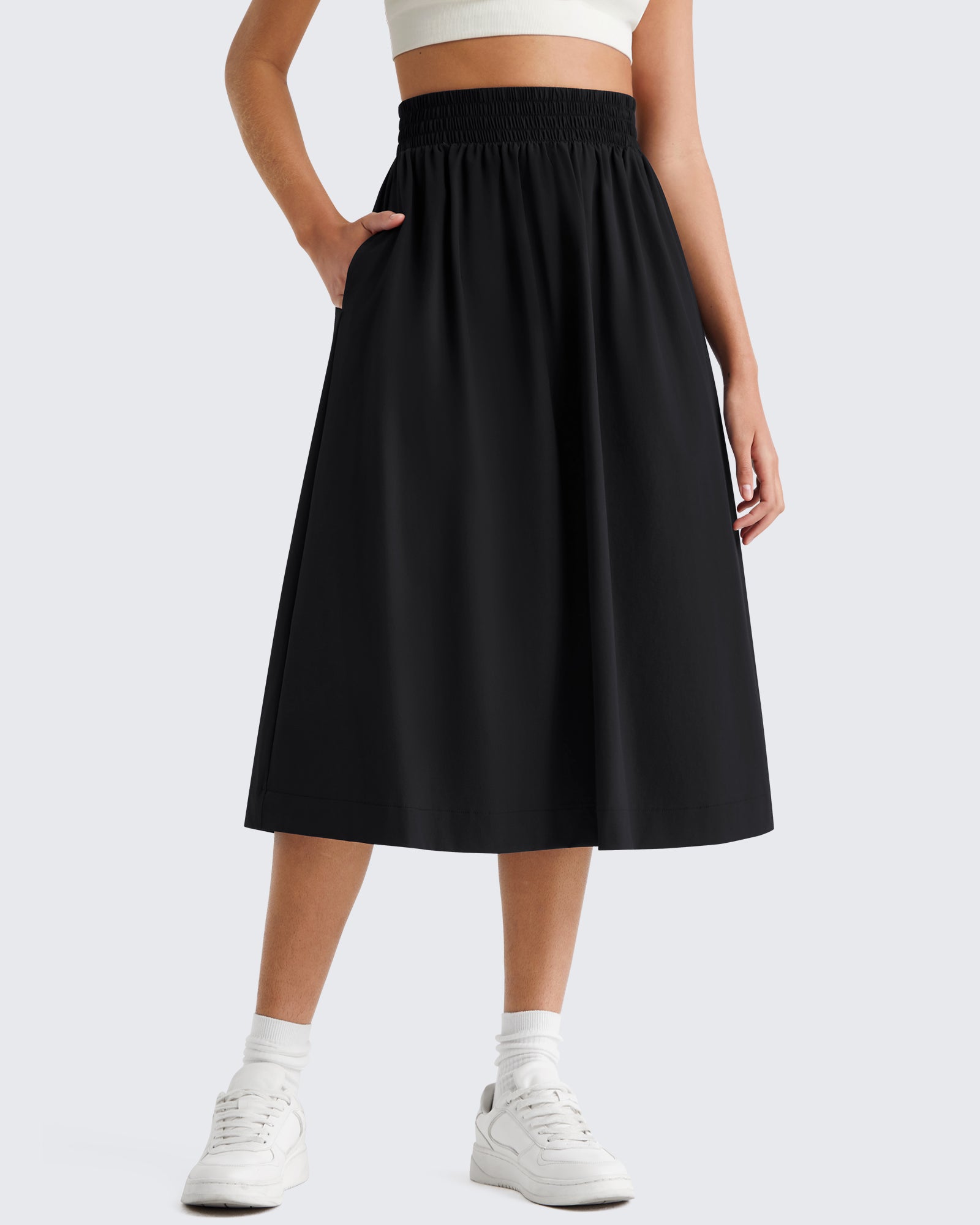 G4Free - G4Free 29" High Waisted Midi Skirt with Pockets UPF 50+ Quick Dry -GF26S960A001A-S