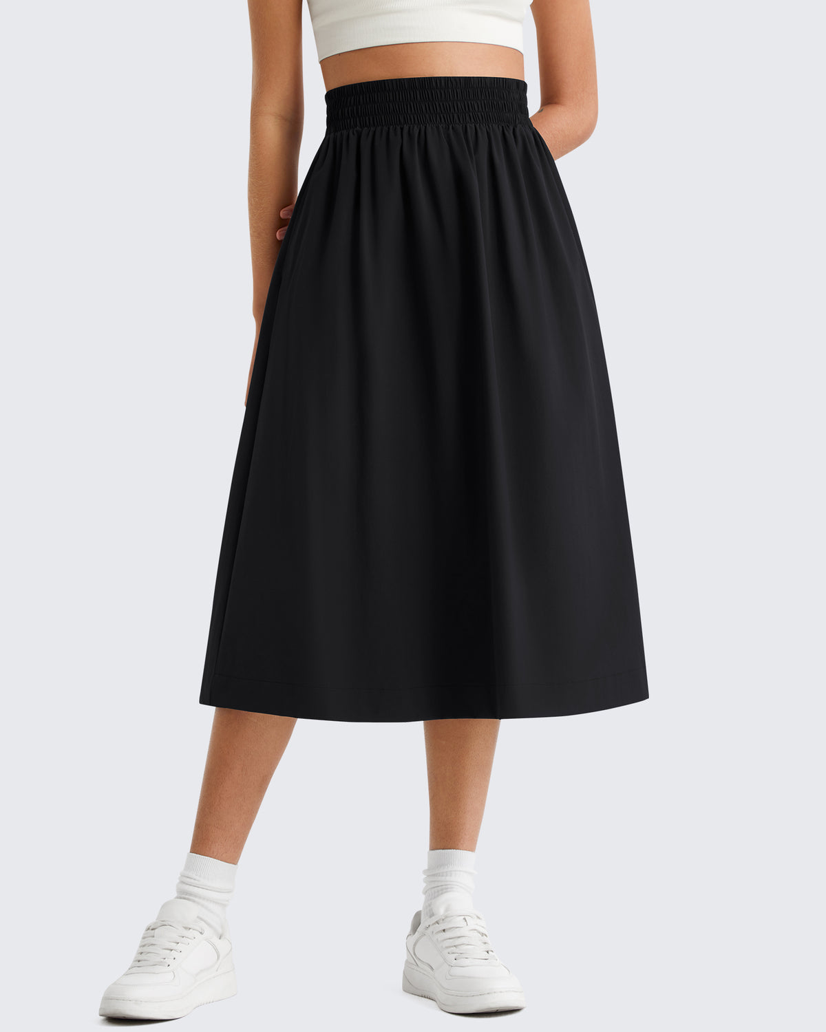 G4Free - G4Free 29" High Waisted Midi Skirt with Pockets UPF 50+ Quick Dry -GF26S960A001A-S
