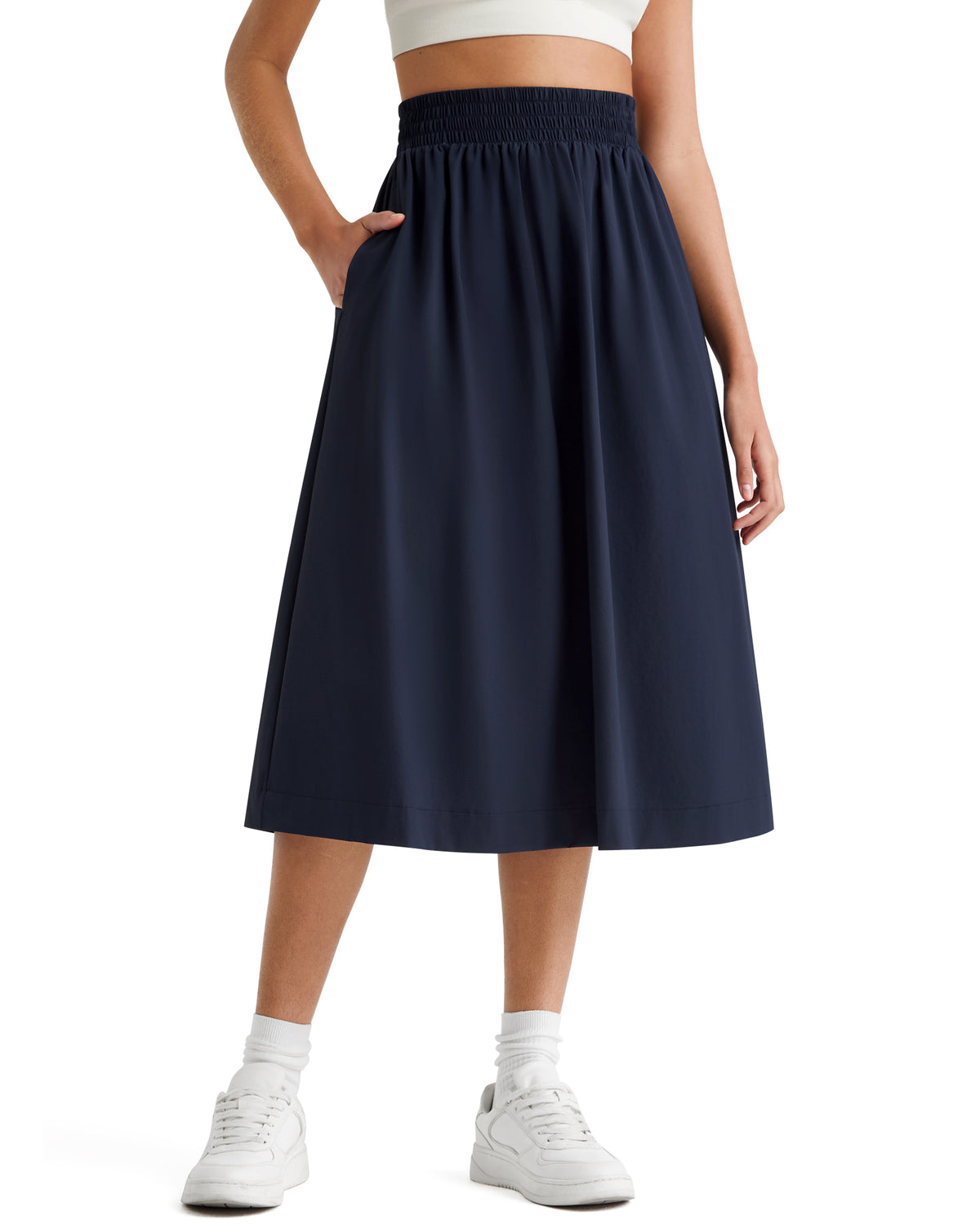 G4Free - G4Free 29" High Waisted Midi Skirt with Pockets UPF 50+ Quick Dry -GF26S960A001A-S