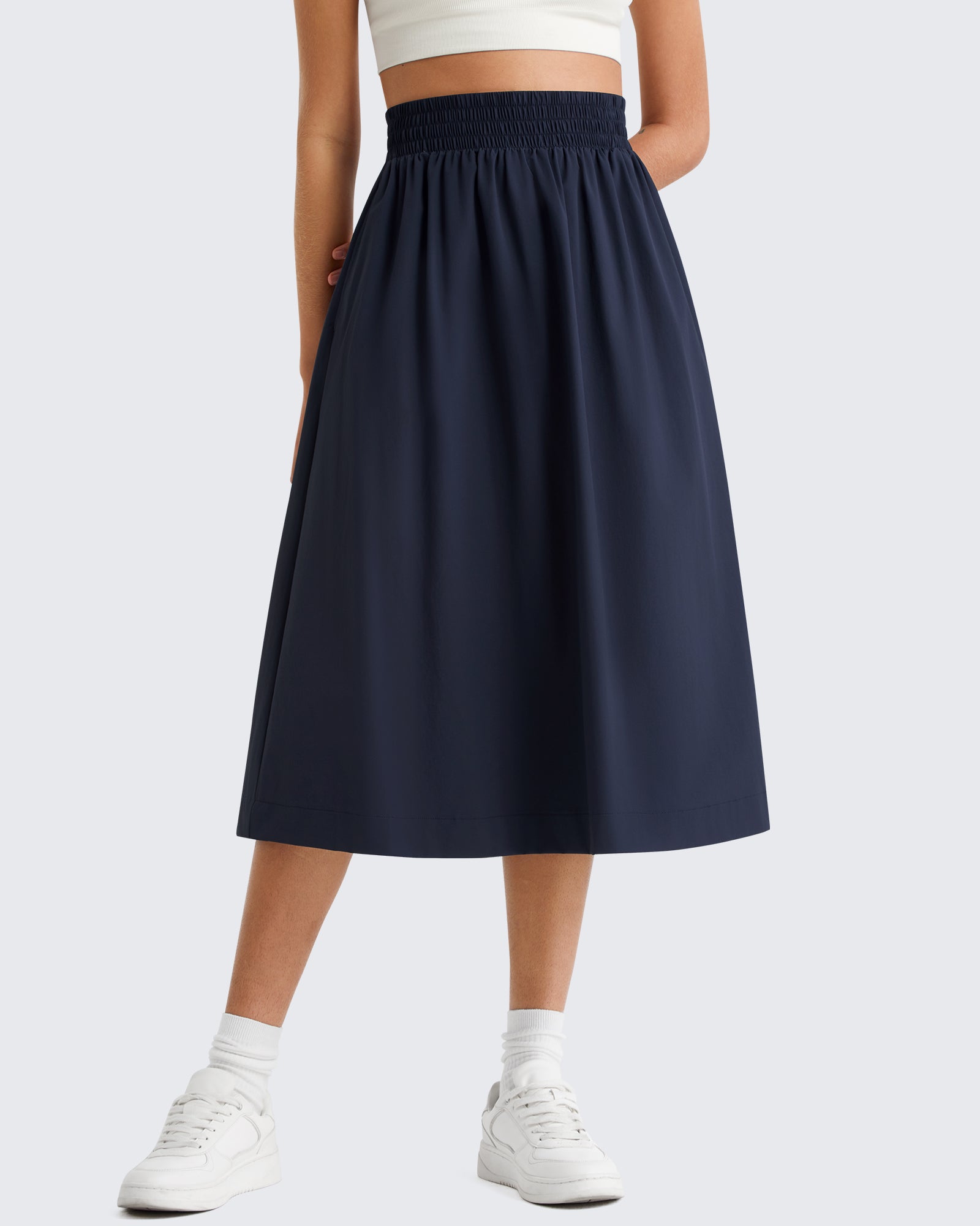 G4Free - G4Free 29" High Waisted Midi Skirt with Pockets UPF 50+ Quick Dry -GF26S960A001A-S