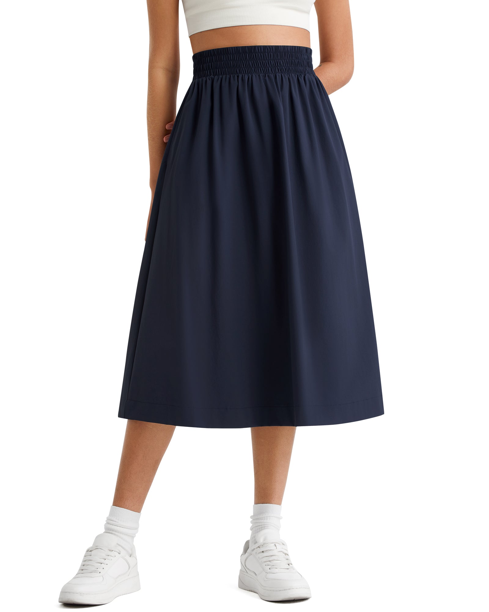 G4Free - G4Free 29" High Waisted Midi Skirt with Pockets UPF 50+ Quick Dry -GF26S960A001A-S