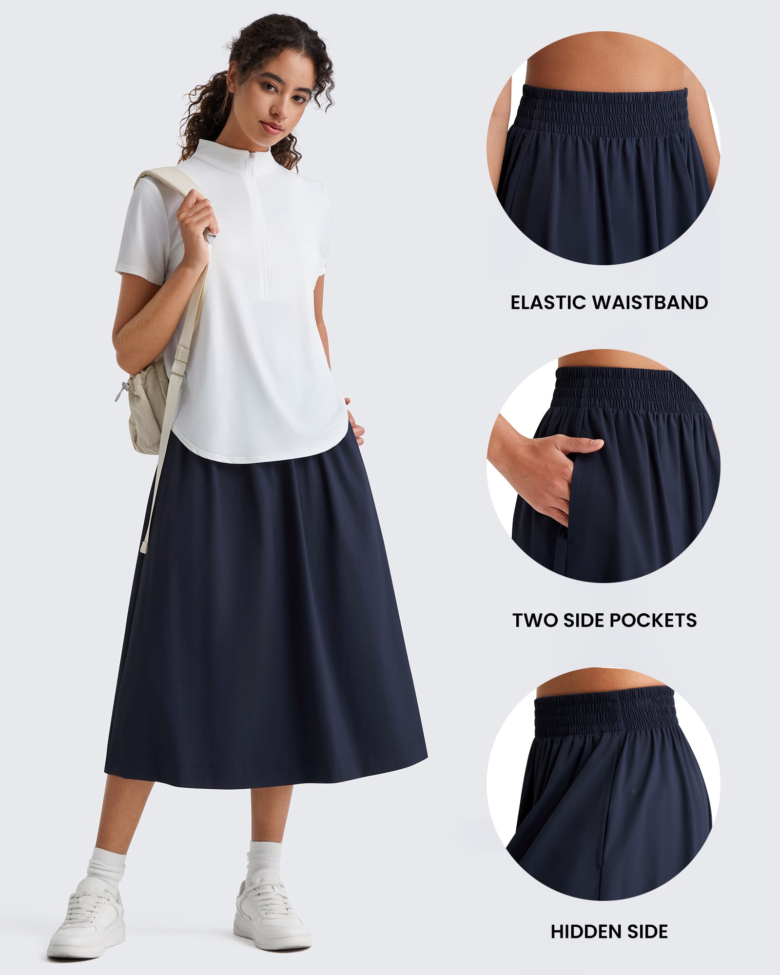 G4Free - G4Free 29" High Waisted Midi Skirt with Pockets UPF 50+ Quick Dry -GF26S960A001A-S