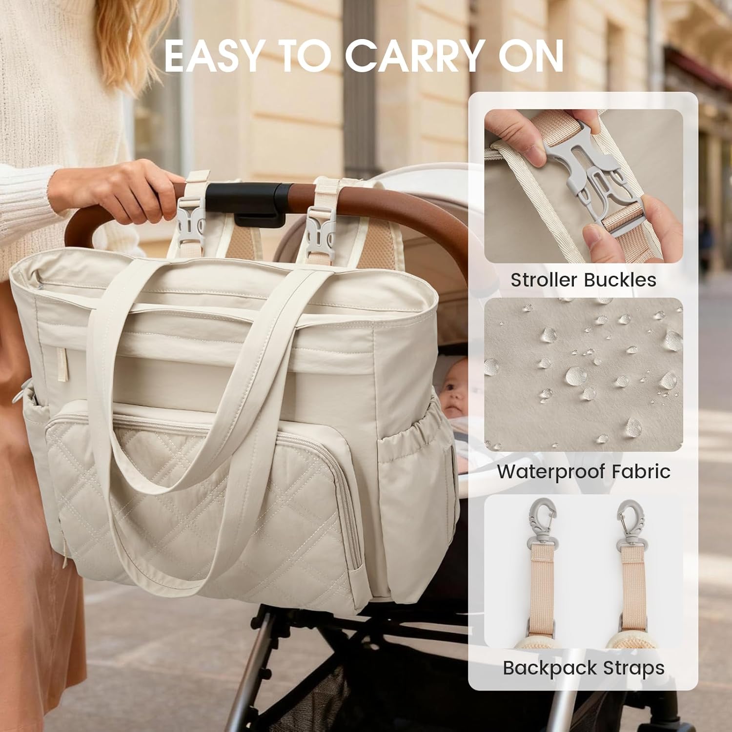 G4Free - G4Free 3 in 1 Diaper Bag with Insulated Pockets Baby Backpack -TN25B567A