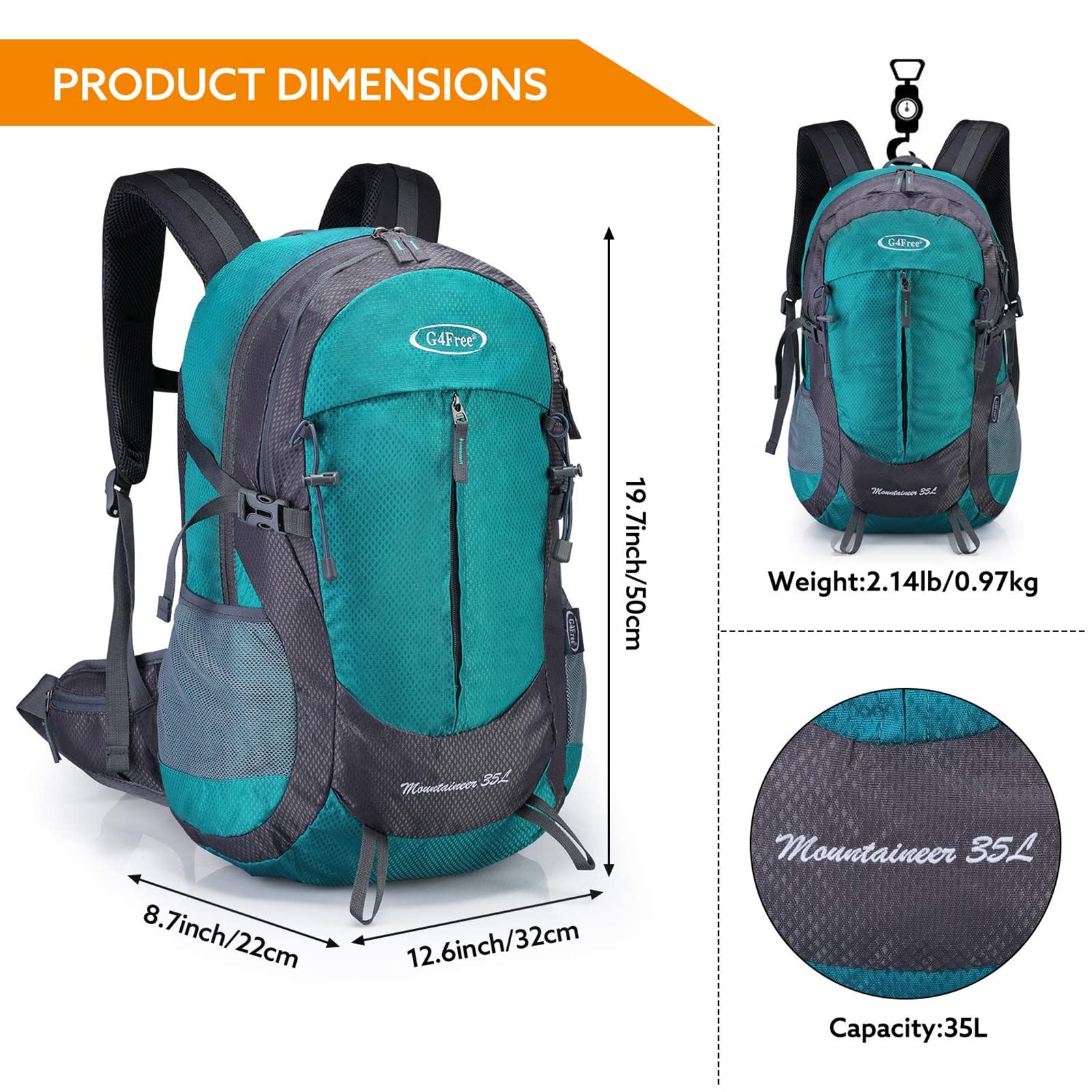 G4Free - G4Free 35L Outdoor Sports Travel Daypack with Rain Cover -D02V647A
