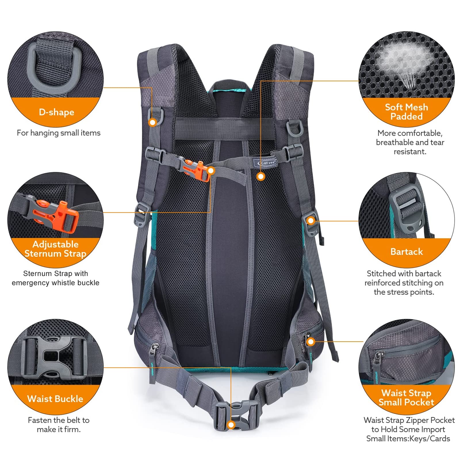 G4Free - G4Free 35L Outdoor Sports Travel Daypack with Rain Cover -D02V647A
