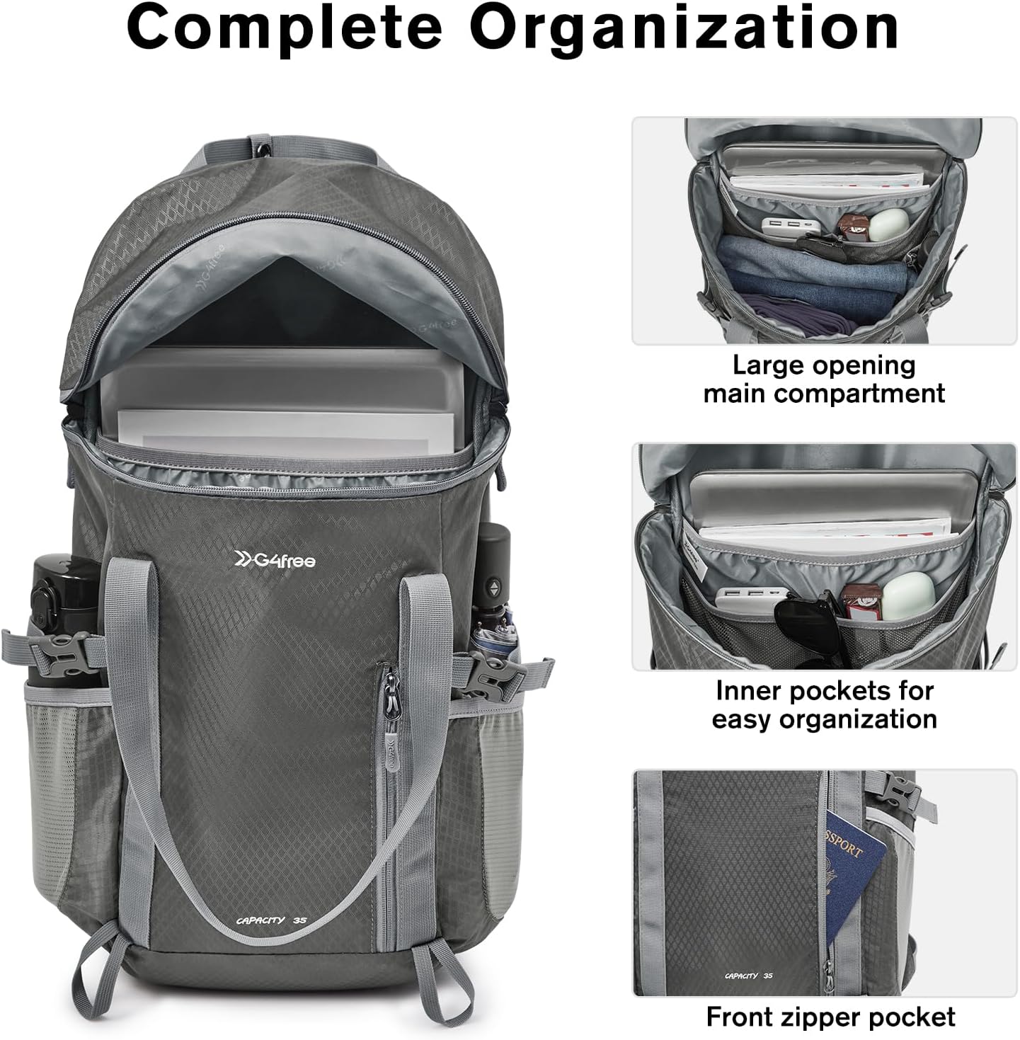 G4Free - G4Free 35L Waterproof Travel Hiking Backpack -TN24B438A