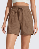 G4Free - G4Free 4" High Waisted Casual Shorts with Pockets -GF26E847A001A-S