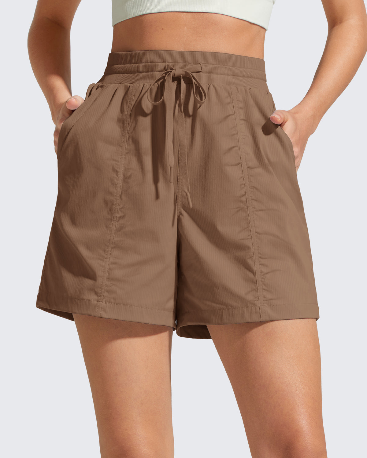 G4Free - G4Free 4" High Waisted Casual Shorts with Pockets -GF26E847A001A-S