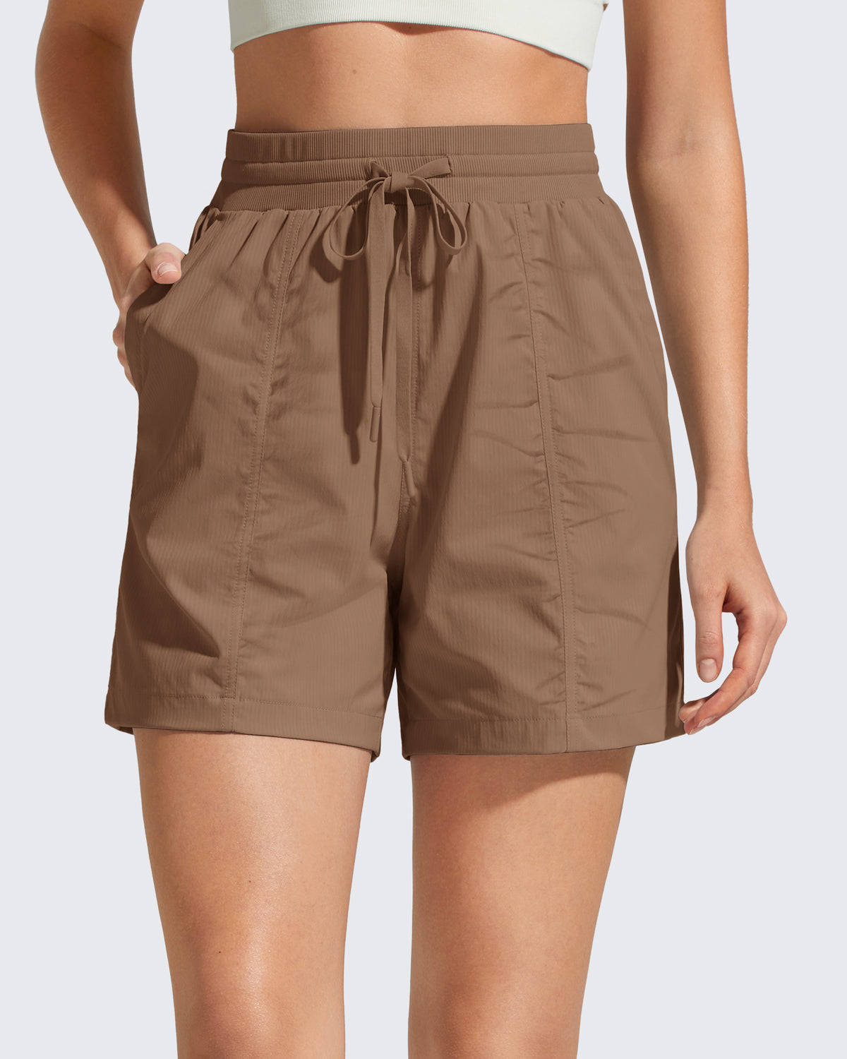 G4Free - G4Free 4" High Waisted Casual Shorts with Pockets -GF26E847A001A-S