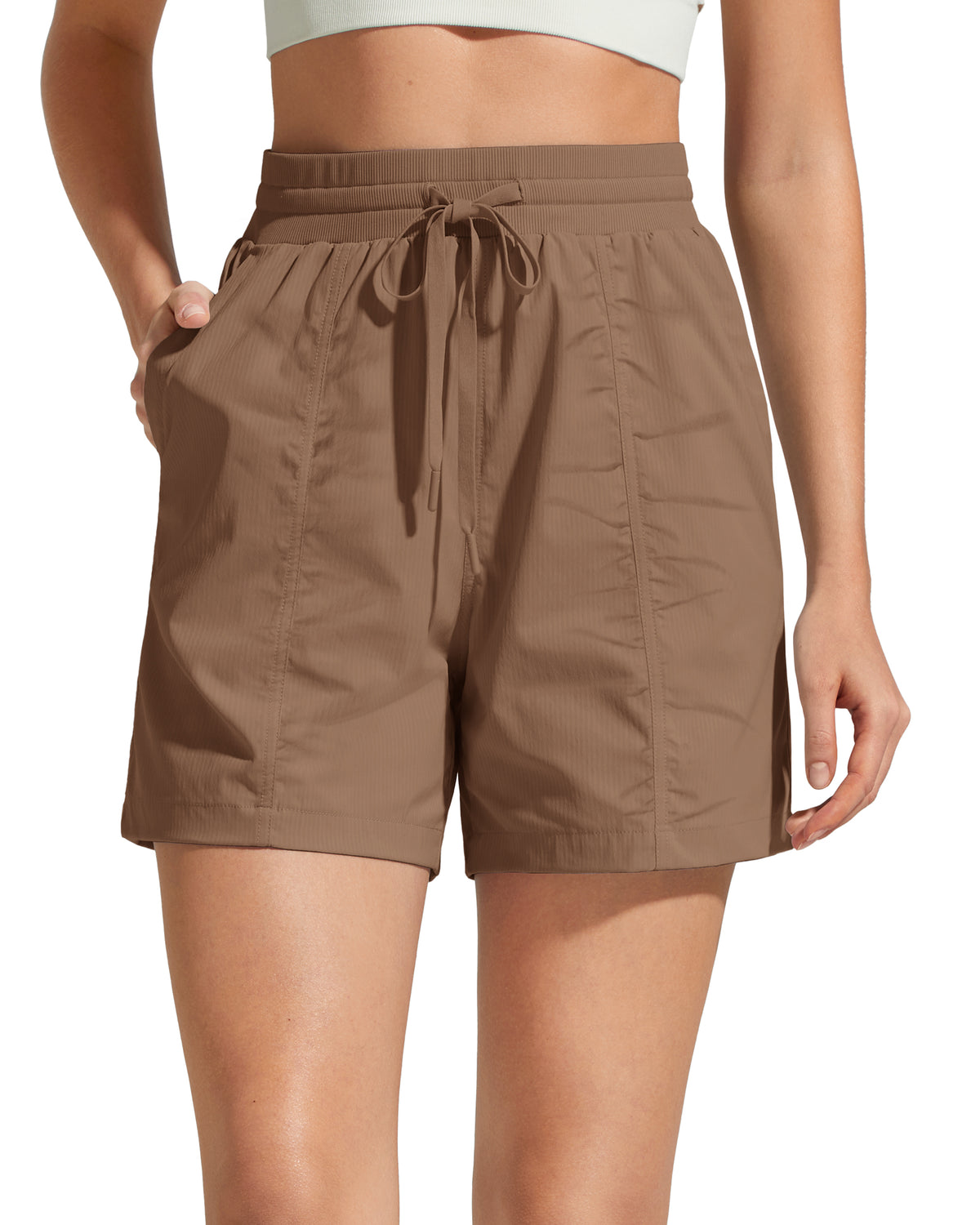 G4Free - G4Free 4" High Waisted Casual Shorts with Pockets -GF26E847A001A-S