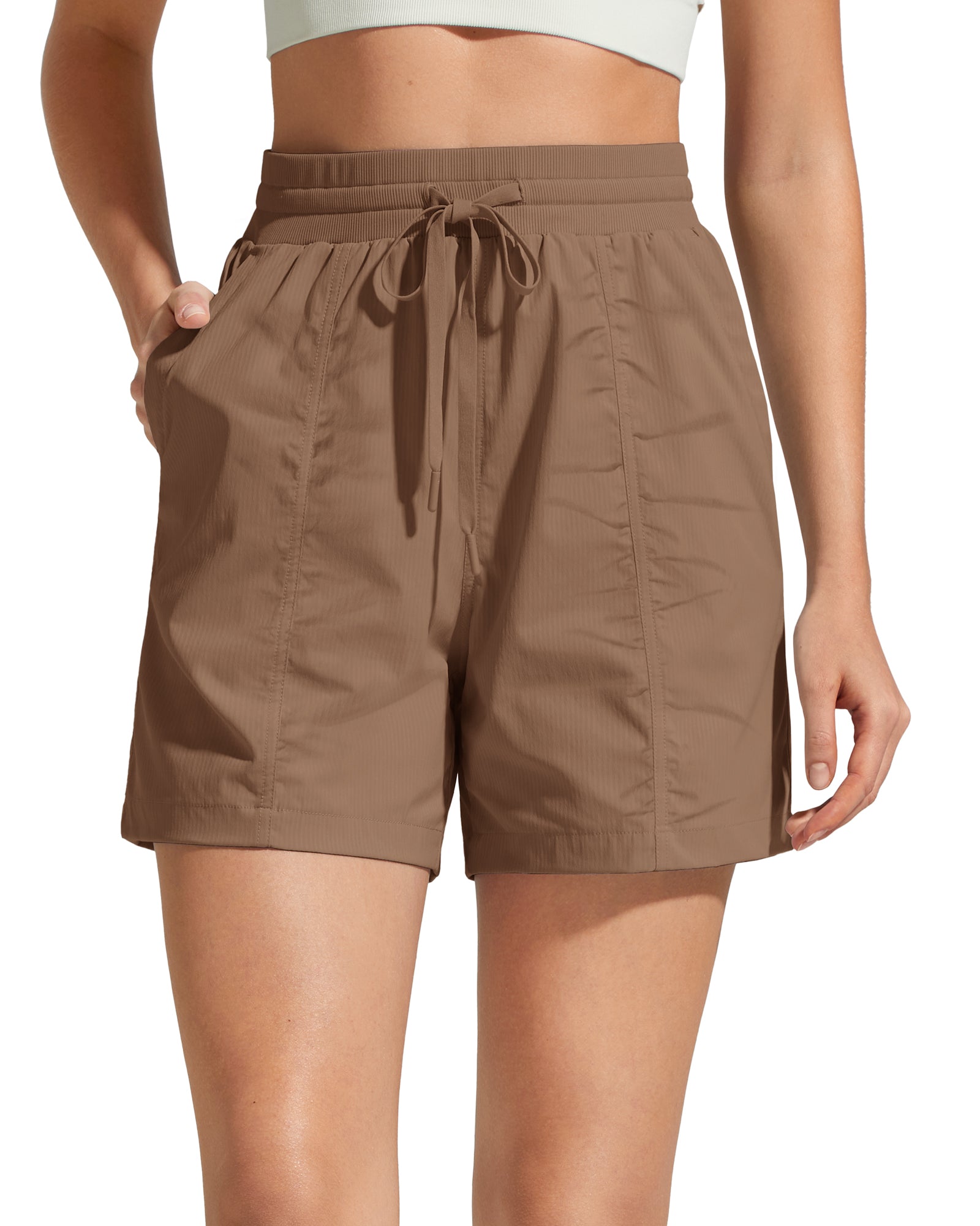 G4Free - G4Free 4" High Waisted Casual Shorts with Pockets -GF26E847A001A-S