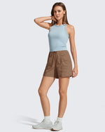 G4Free - G4Free 4" High Waisted Casual Shorts with Pockets -GF26E847A001A-S