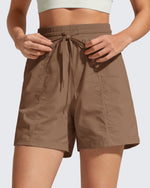G4Free - G4Free 4" High Waisted Casual Shorts with Pockets -GF26E847A001A-S