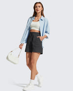 G4Free - G4Free 4" High Waisted Casual Shorts with Pockets -GF26E847A001A-S
