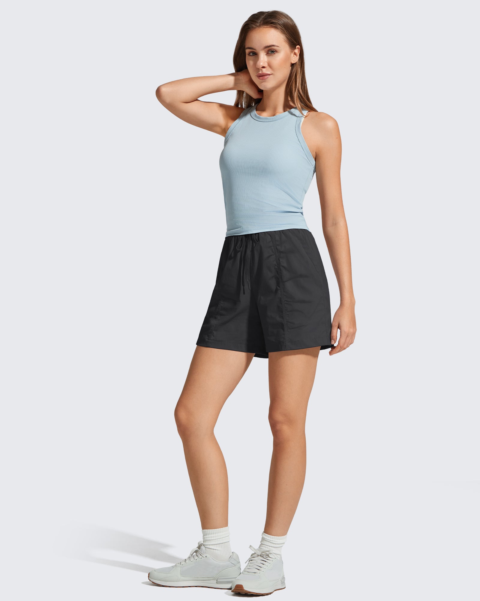 G4Free - G4Free 4" High Waisted Casual Shorts with Pockets -GF26E847A001A-S
