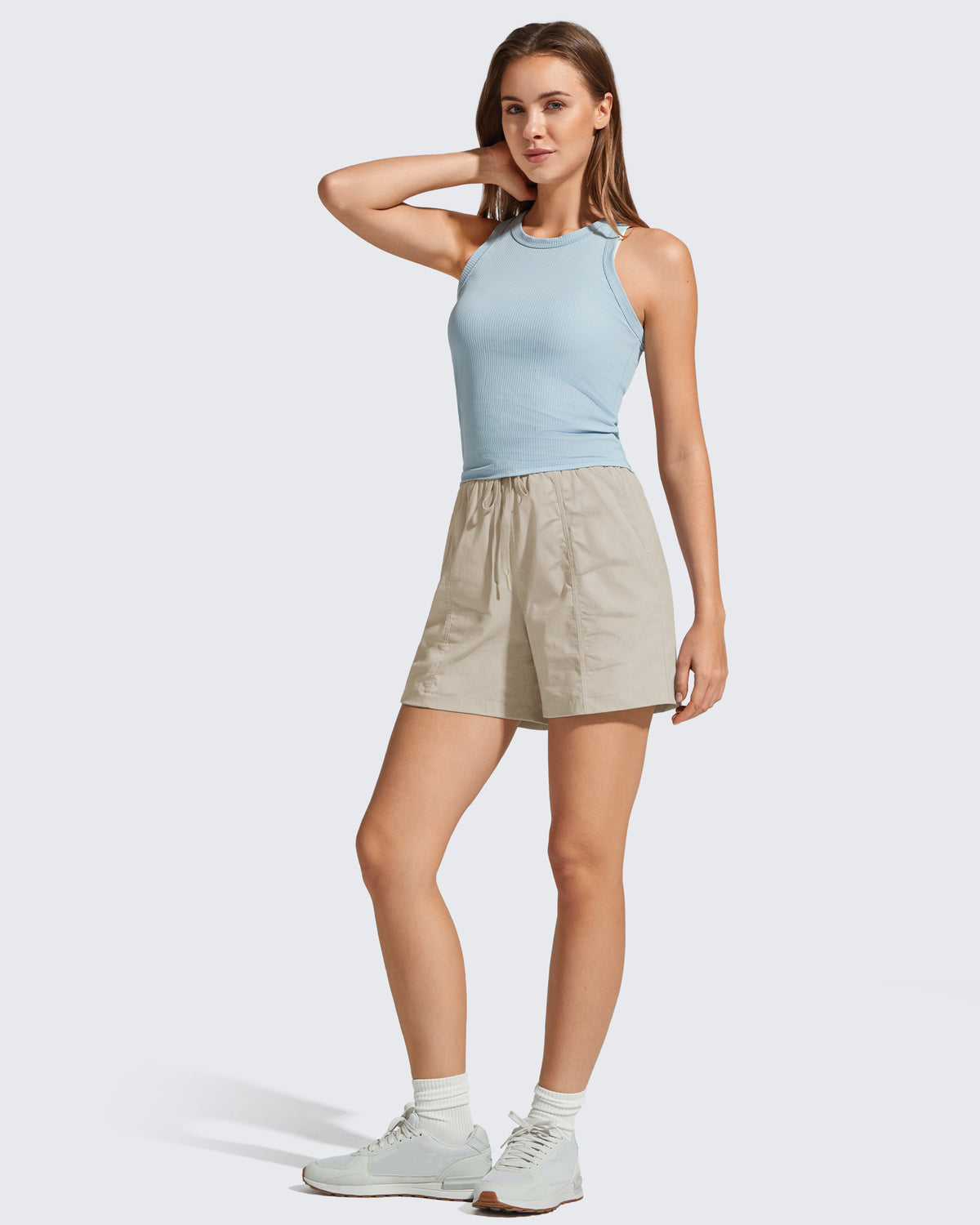 G4Free - G4Free 4" High Waisted Casual Shorts with Pockets -GF26E847A001A-S