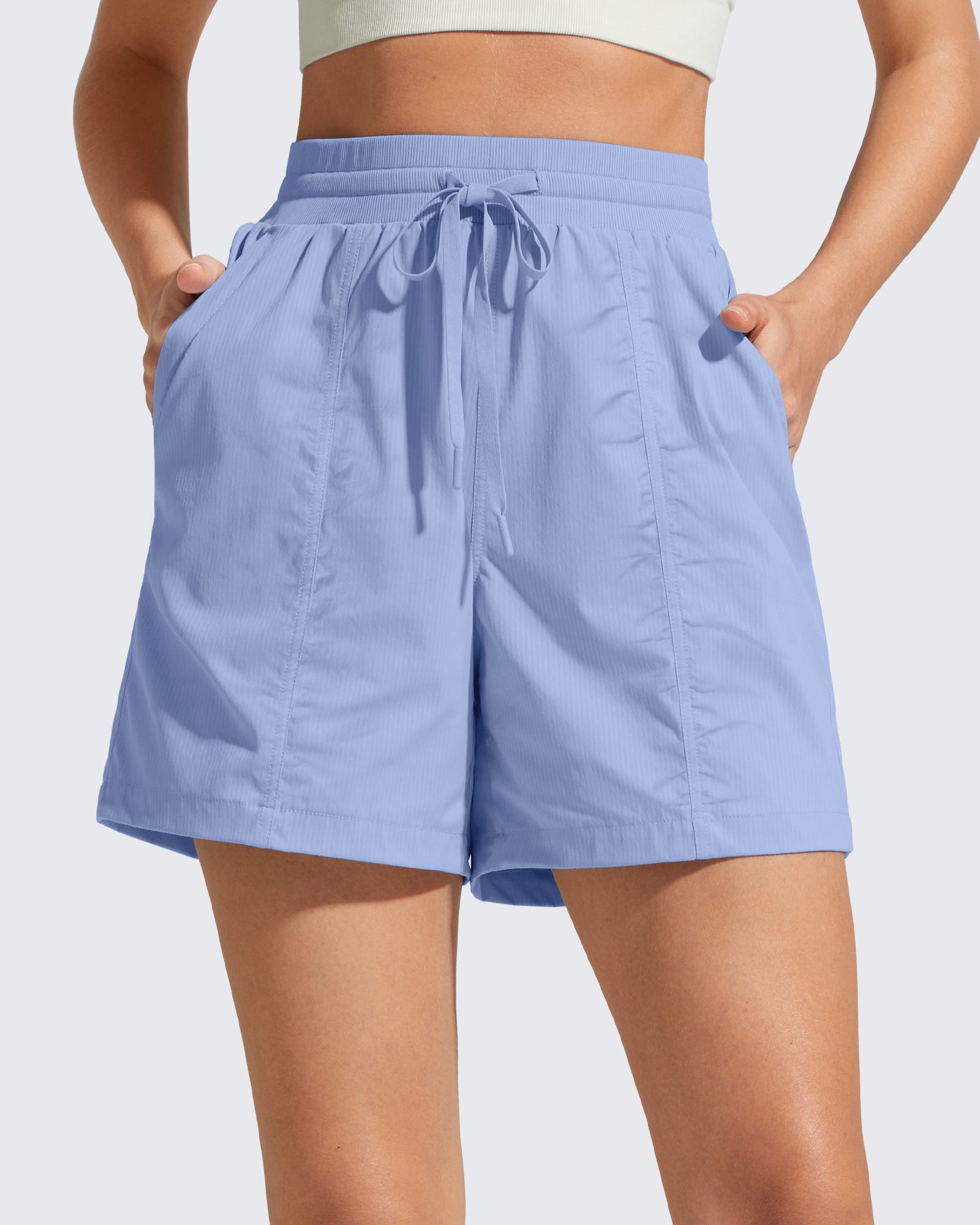 G4Free - G4Free 4" High Waisted Casual Shorts with Pockets -GF26E847A001A-S