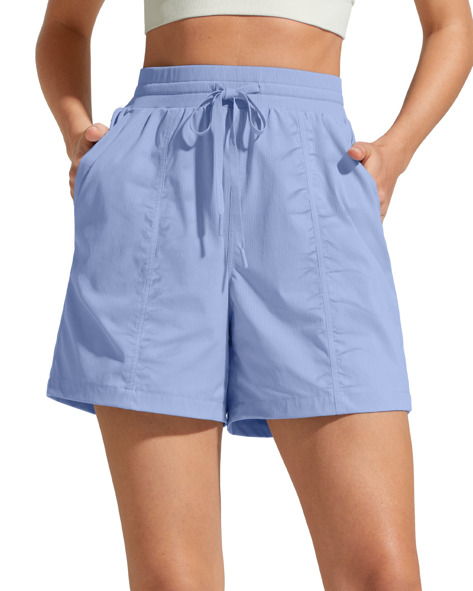 G4Free - G4Free 4" High Waisted Casual Shorts with Pockets -GF26E847A001A-S