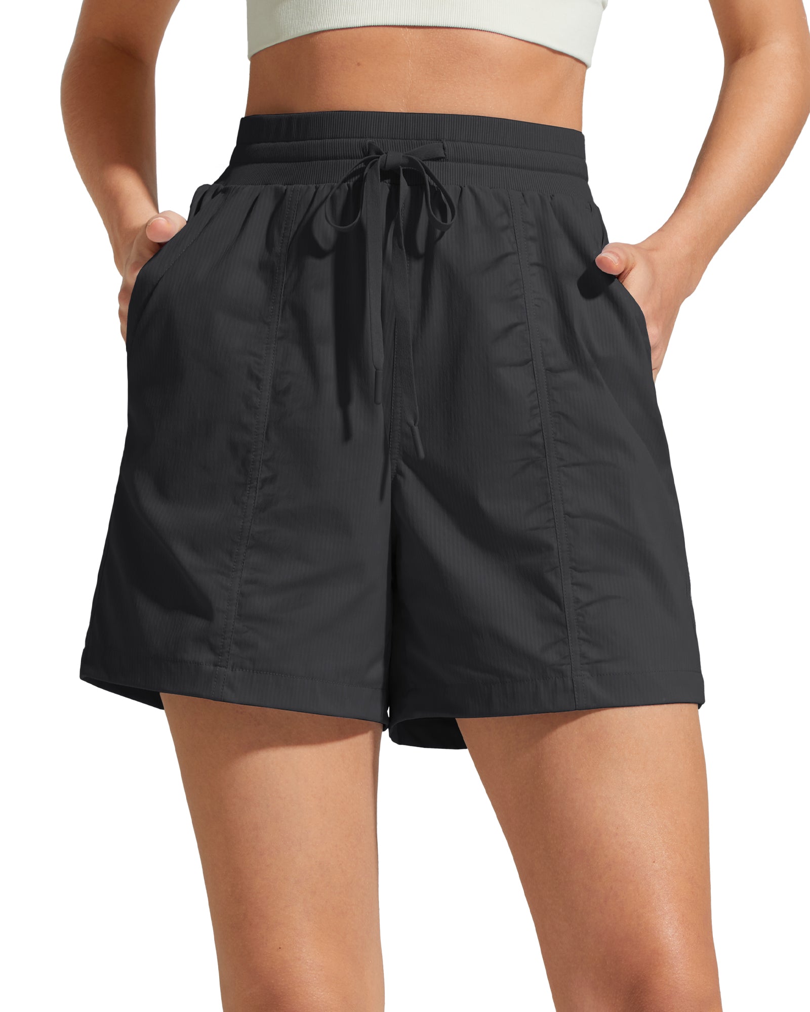 G4Free - G4Free 4" High Waisted Casual Shorts with Pockets -GF26E847A001A-S