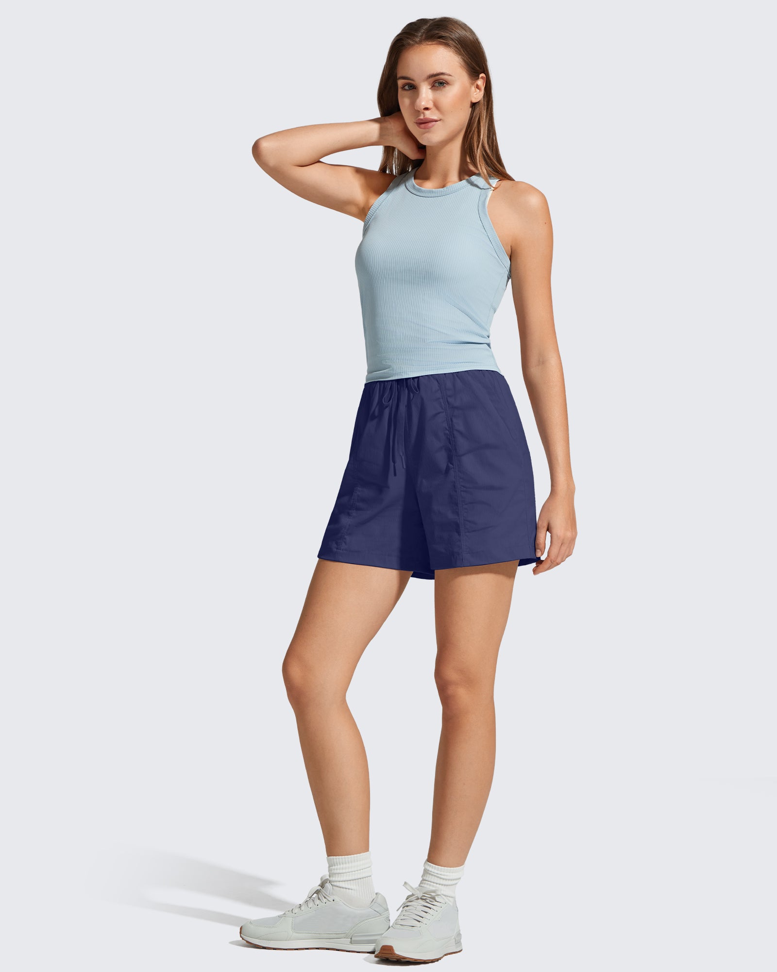 G4Free - G4Free 4" High Waisted Casual Shorts with Pockets -GF26E847A001A-S-GF26E847A001B-M-GF26E847A001C-L-GF26E847A001D-XL-GF26E847A001E-XXL