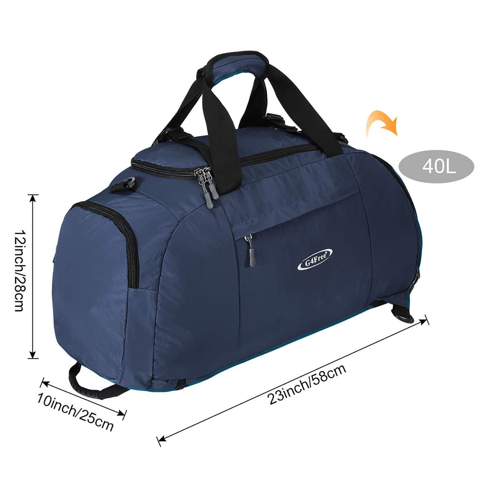 G4Free - G4Free 40L 3-Way Duffle Bag Backpack Gym Bag -D01V084A