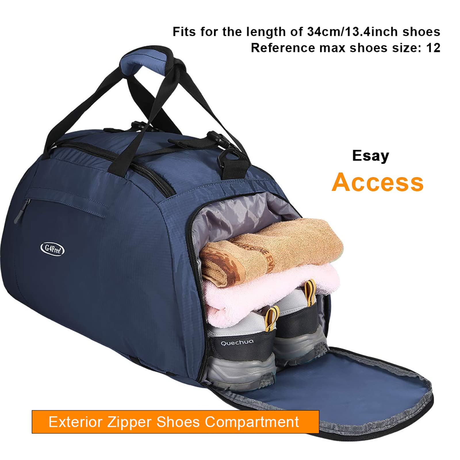 G4Free - G4Free 40L 3-Way Duffle Bag Backpack Gym Bag -D01V084A