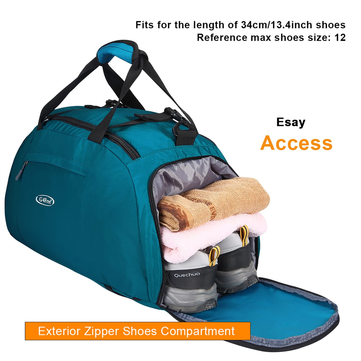 G4Free - G4Free 40L 3-Way Duffle Bag Backpack Gym Bag -D01V084A