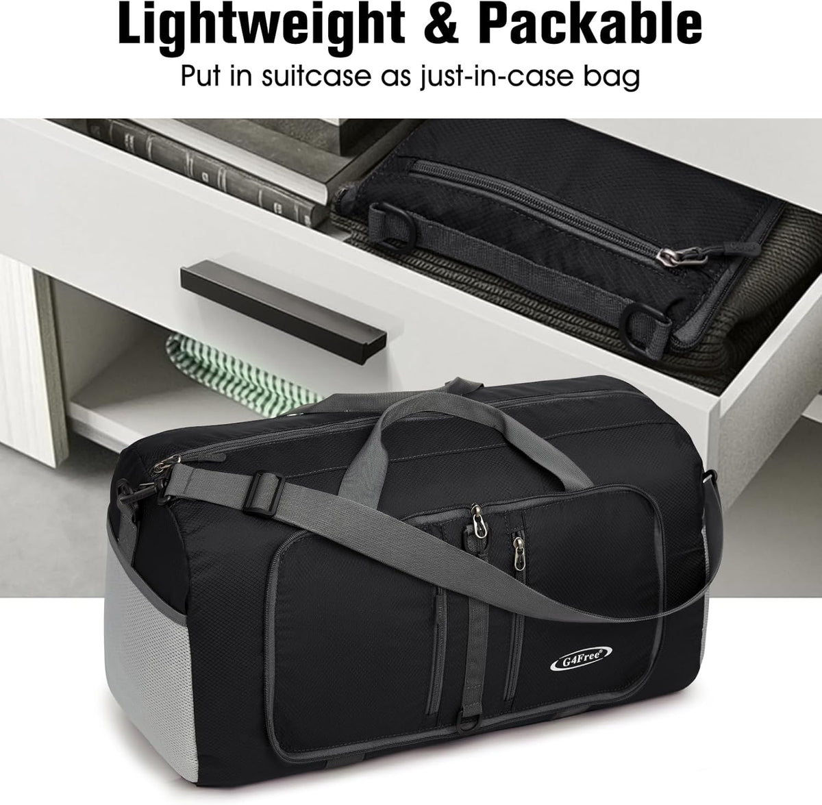 G4Free - G4Free 40L/65L Foldable Duffel Bag, Water-Repellent Travel Backpack -TN23B231L