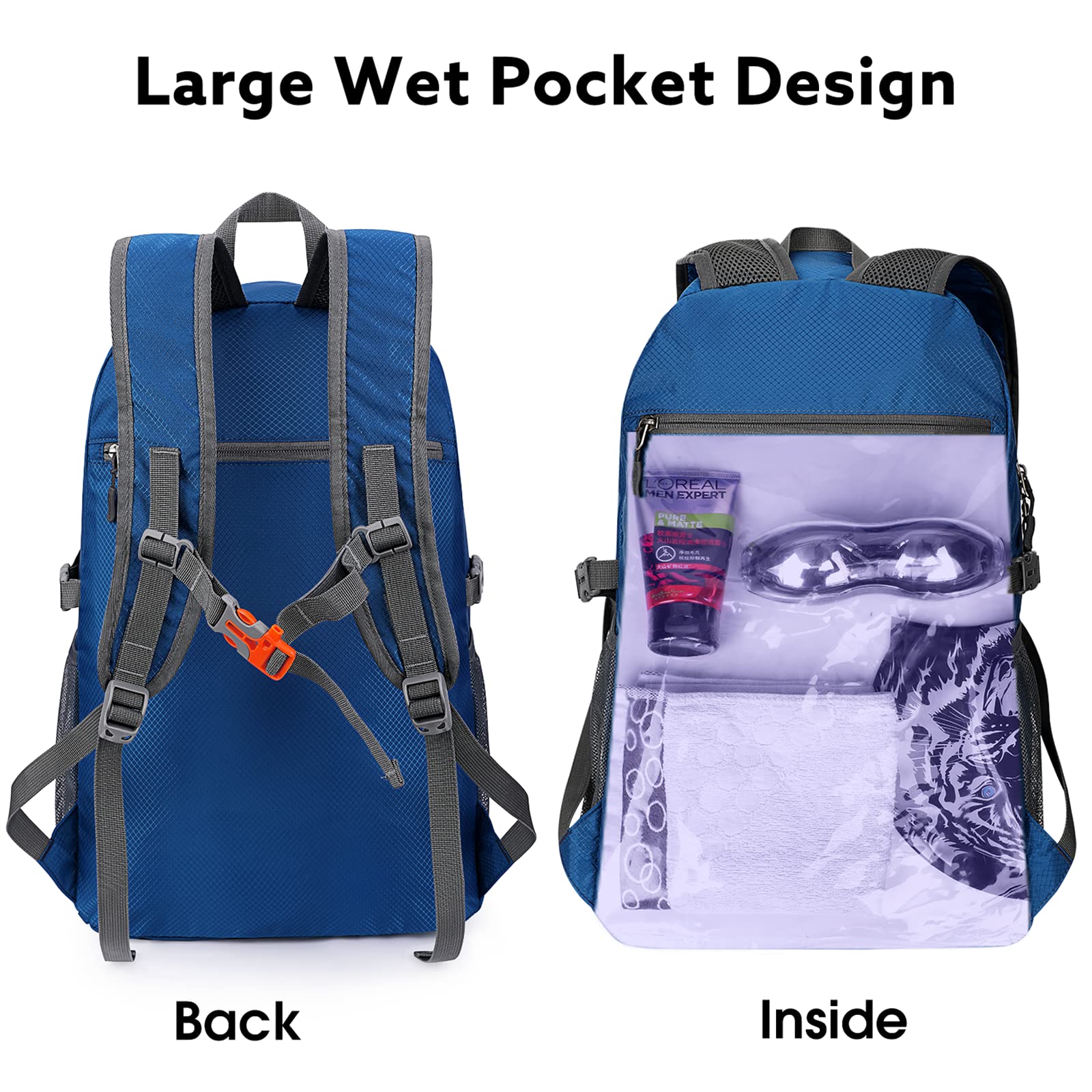 G4Free - G4Free 40L Lightweight Packable Hiking Backpack -D02V707A