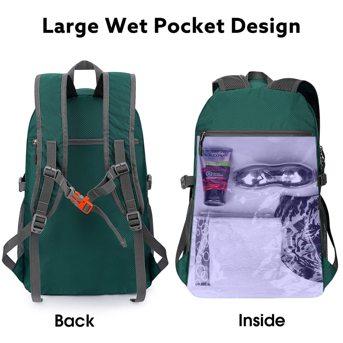 G4Free - G4Free 40L Lightweight Packable Hiking Backpack -D02V707A