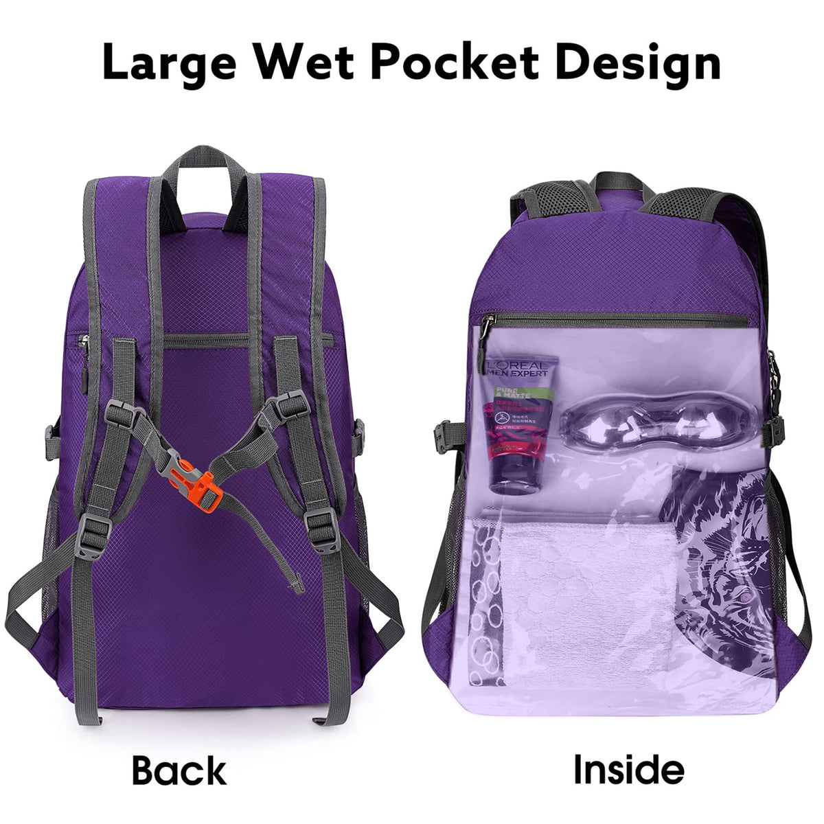 G4Free - G4Free 40L Lightweight Packable Hiking Backpack -D02V707A