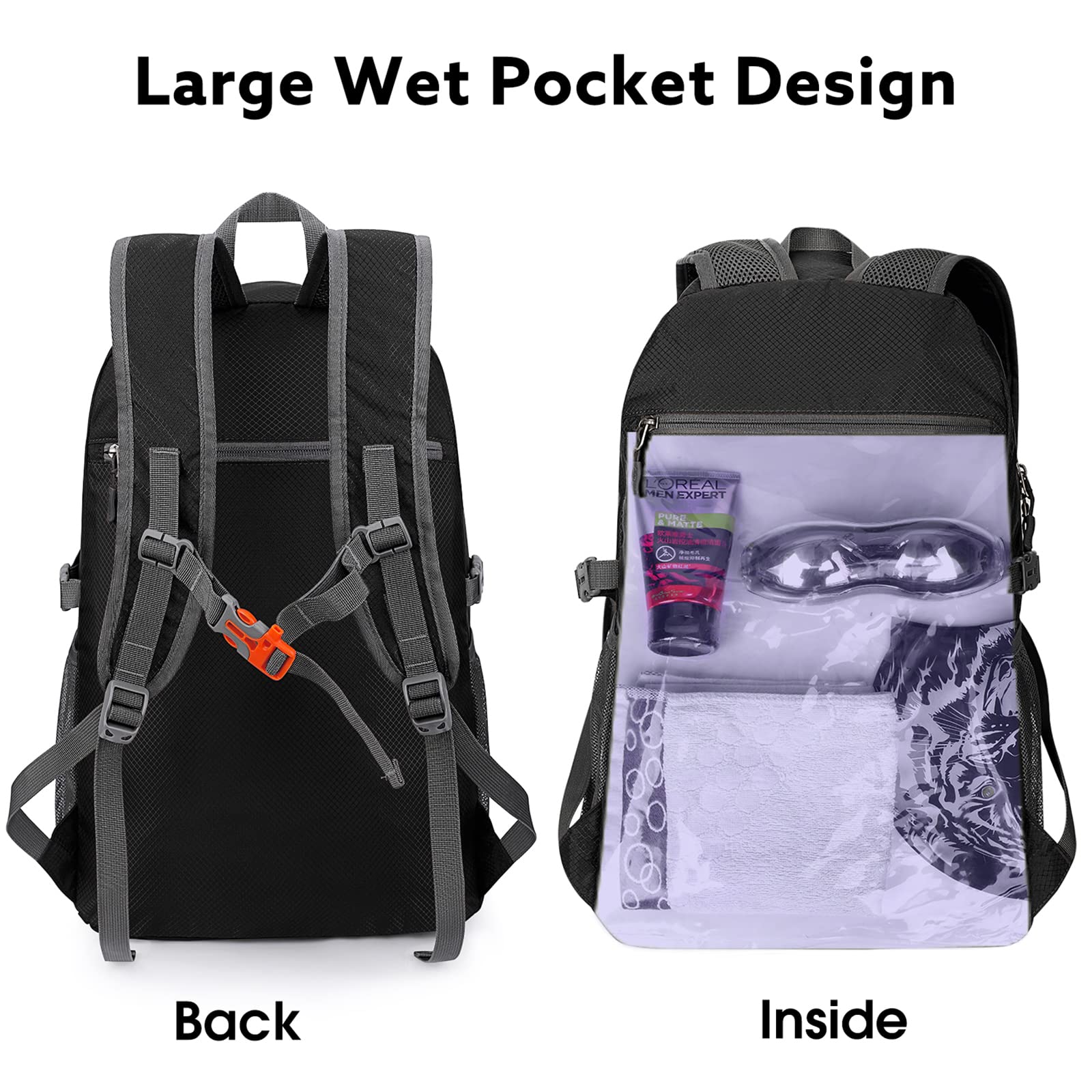 G4Free - G4Free 40L Lightweight Packable Hiking Backpack -D02V707A