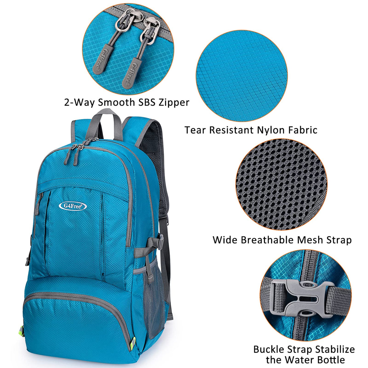 G4Free - G4Free 40L Lightweight Packable Hiking Backpack -D02V707A