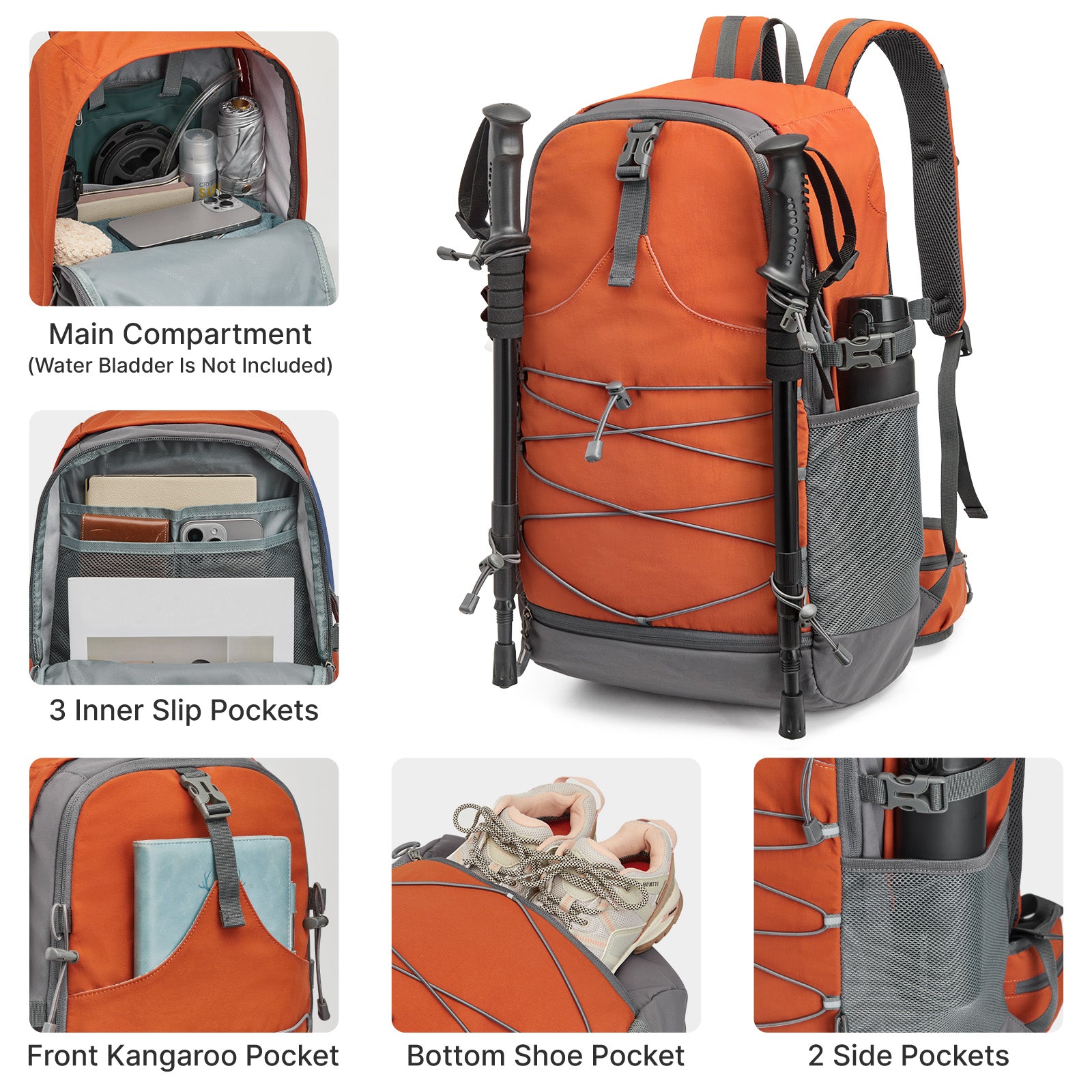 G4Free - G4Free 40L Lightweight Travel Backpack with Rain Cover -TN26B623A