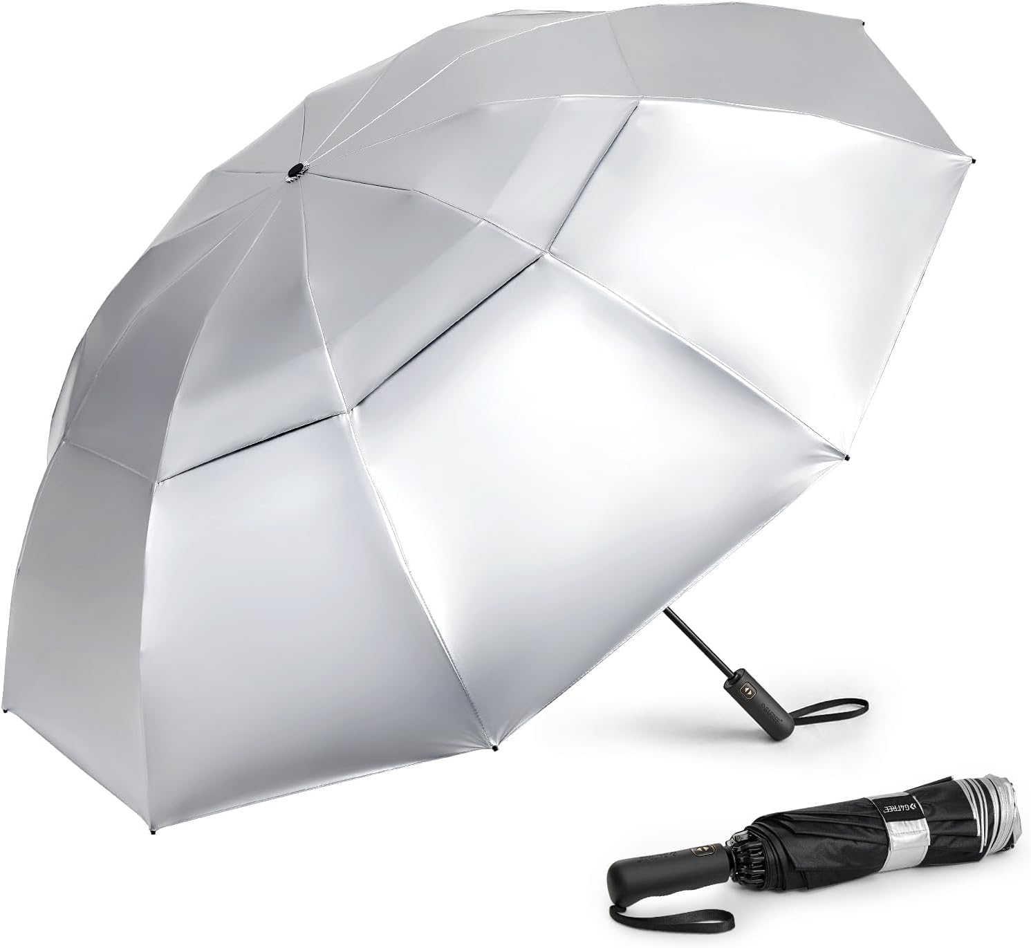 G4Free - G4Free 42/46/54/62 Inch 10 Ribs Windproof for Rain Double Canopy Auto Umbrella -GI23A267A