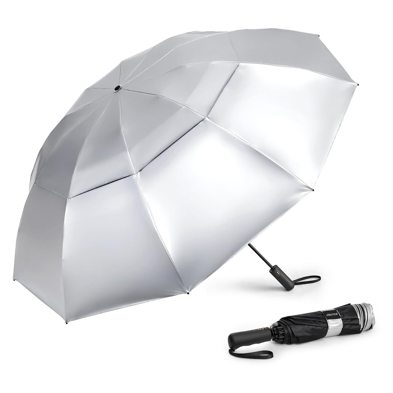 G4Free - G4Free 42/46/54/62 Inch 10 Ribs Windproof for Rain Double Canopy Auto Umbrella -GI24A334A