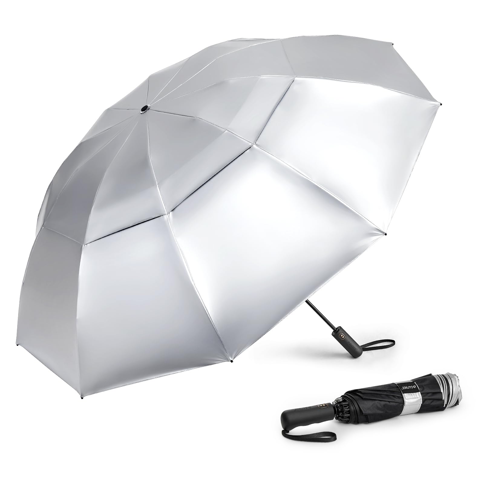 G4Free - G4Free 42/46/54/62 Inch 10 Ribs Windproof for Rain Double Canopy Auto Umbrella -GI24A334A