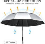 G4Free - G4Free 42/46/54/62 Inch 10 Ribs Windproof for Rain Double Canopy Auto Umbrella -NT24A453F