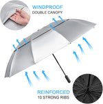 G4Free - G4Free 42/46/54/62 Inch 10 Ribs Windproof for Rain Double Canopy Auto Umbrella -NT24A453F